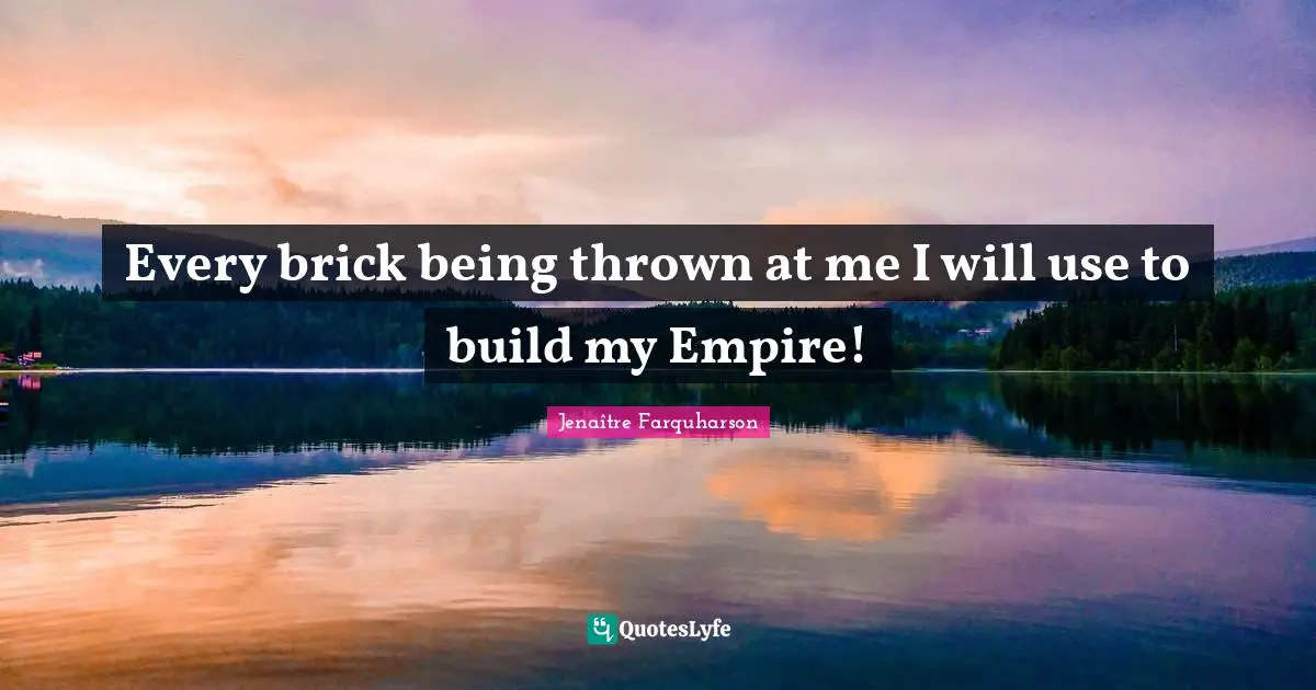 Every brick being thrown at me I will use to build my Empire!