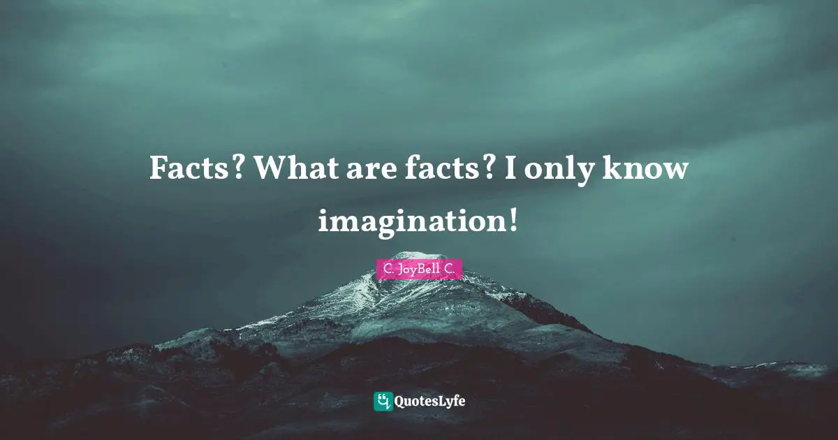 Facts? What are facts? I only know imagination!