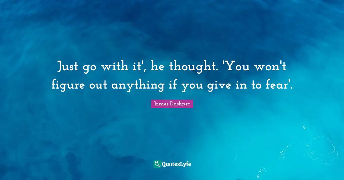 Just go with it', he thought. 'You won't figure out anything if you give in to fear'.