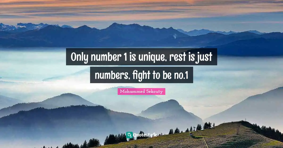 Only number 1 is unique, rest is just numbers, fight to be no.1
