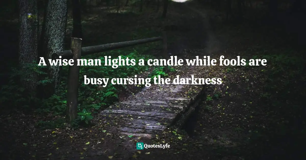 A wise man lights a candle while fools are busy cursing the darkness