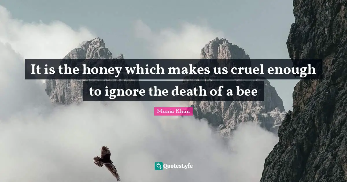 It is the honey which makes us cruel enough to ignore the death of a bee