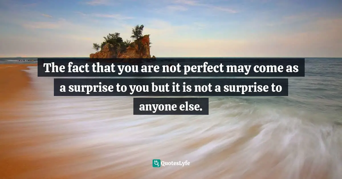 John Patrick Hickey, All You Have Is Now: How Your Approach To The World Determines Your Destiny Quotes: "The fact that you are not perfect may come as a surprise to you but it is not a surprise to anyone else."