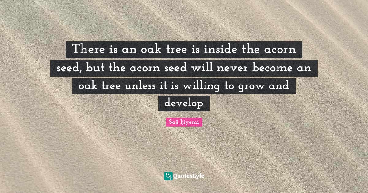 There is an oak tree is inside the acorn seed, but the acorn seed will