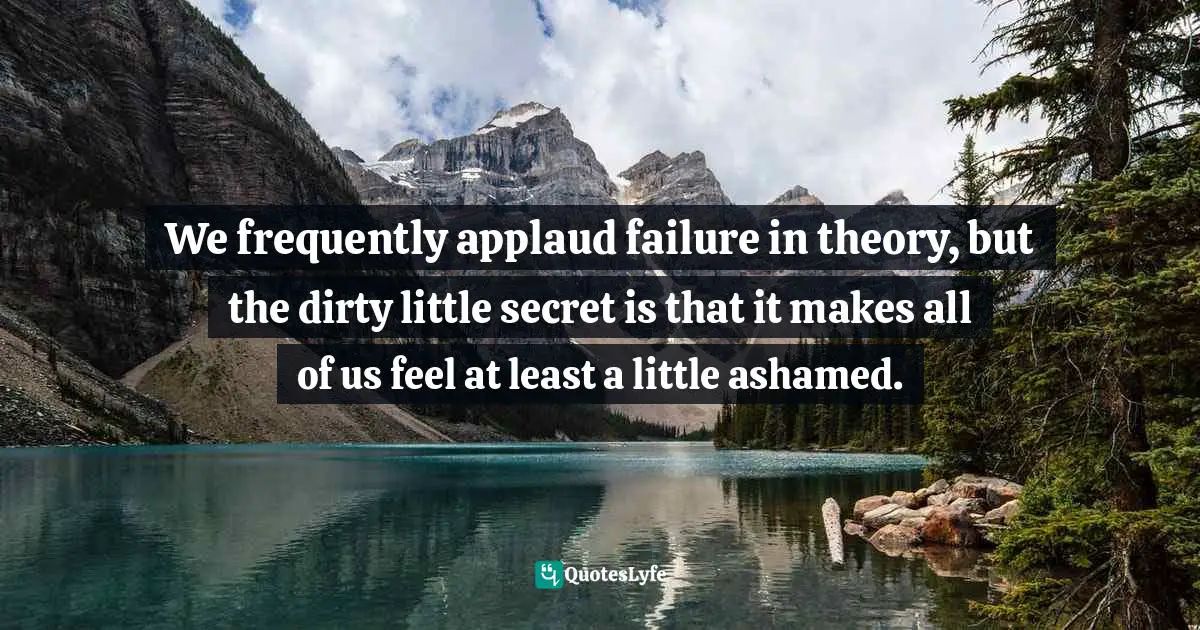 We frequently applaud failure in theory, but the dirty little secret is that it makes all of us feel at least a little ashamed.