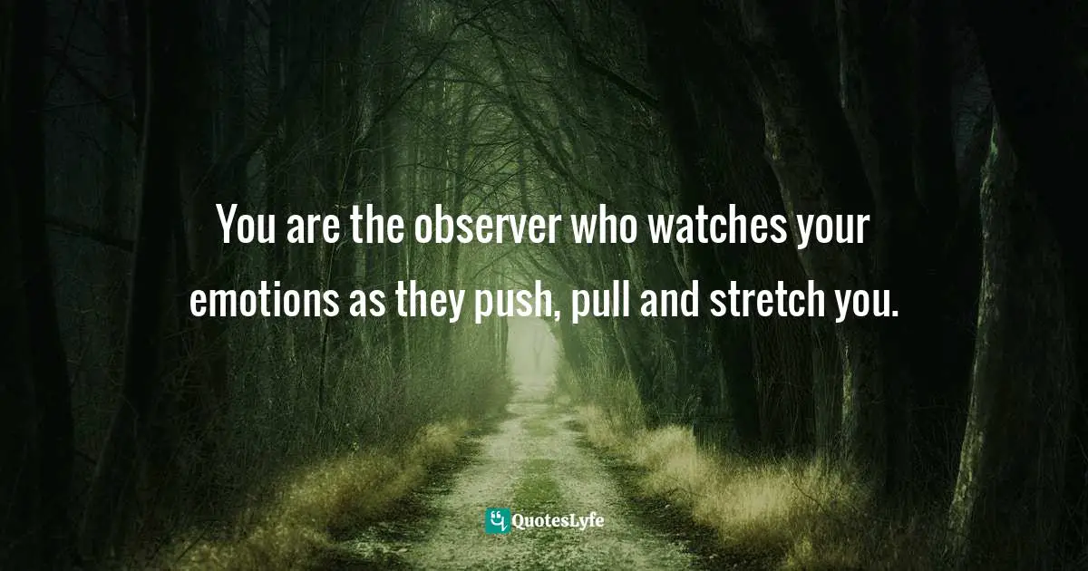You are the observer who watches your emotions as they push, pull and stretch you.