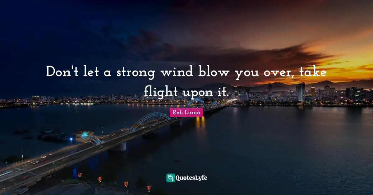 Don't let a strong wind blow you over, take flight upon it.