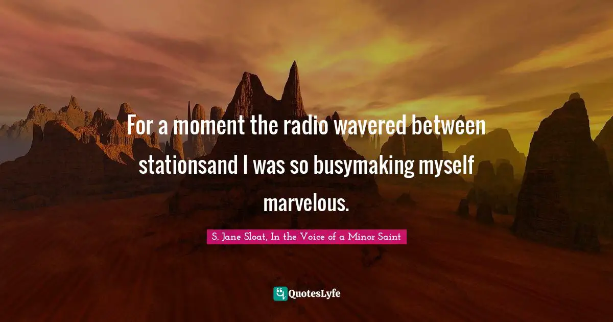 For a moment the radio wavered between stationsand I was so busymaking myself marvelous.