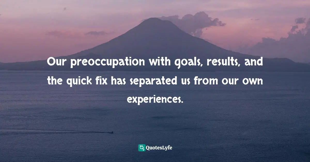 Our preoccupation with goals, results, and the quick fix has separated us from our own experiences.