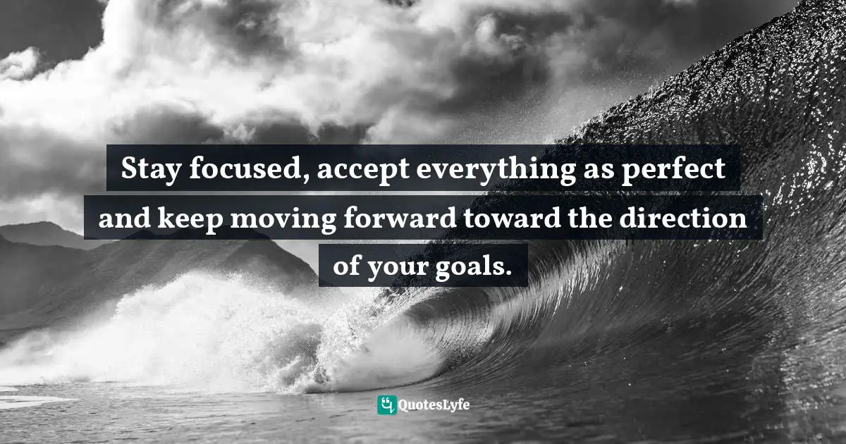 Mike Basevic, No Limits, Mastering The Mental Egde: The Class They Don't Teach You In School Quotes: "Stay focused, accept everything as perfect and keep moving forward toward the direction of your goals."