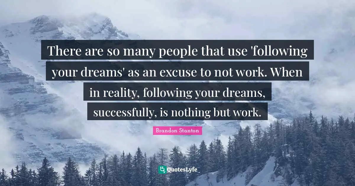 Goals Quotes: "There are so many people that use 'following your dreams' as an excuse to not work. When in reality, following your dreams, successfully, is nothing but work."