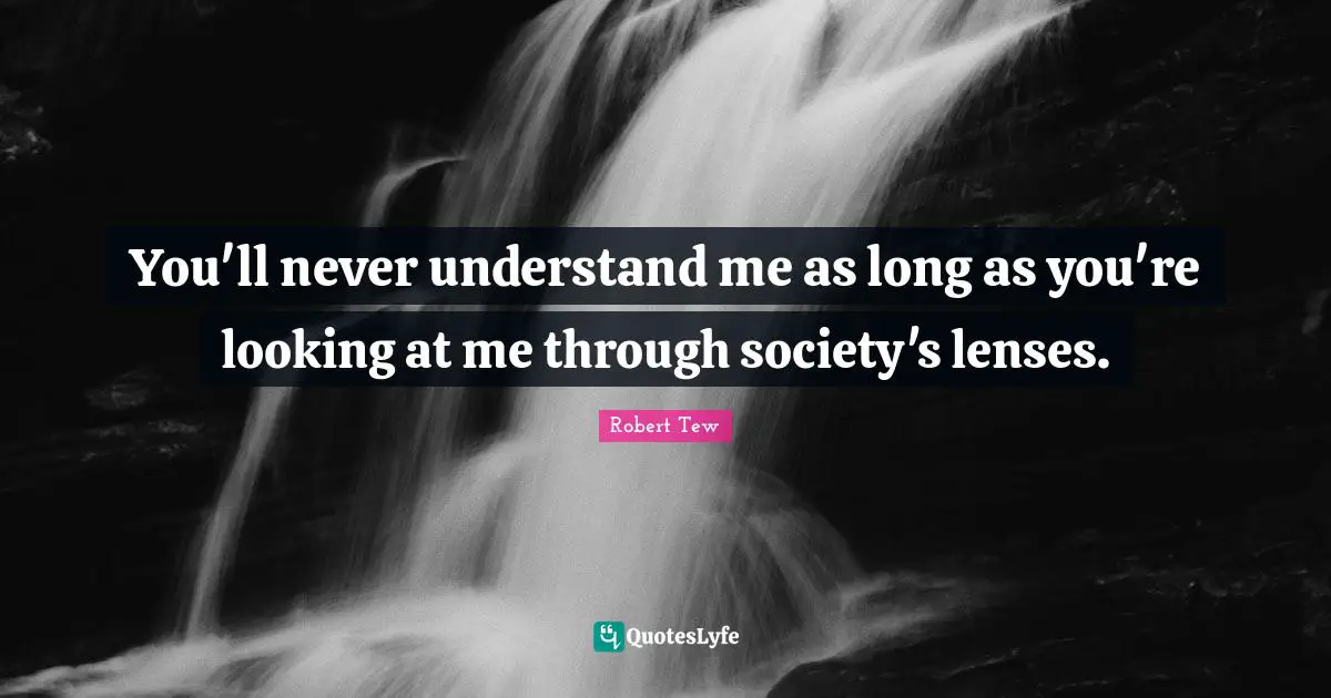 Deep Truth Quotes: "You'll never understand me as long as you're looking at me through society's lenses."