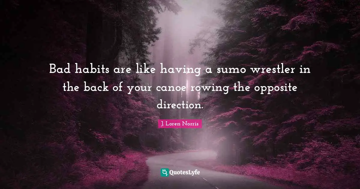 Bad habits are like having a sumo wrestler in the back of your canoe rowing the opposite direction.