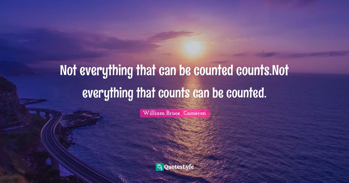Not everything that can be counted counts.Not everything that counts c