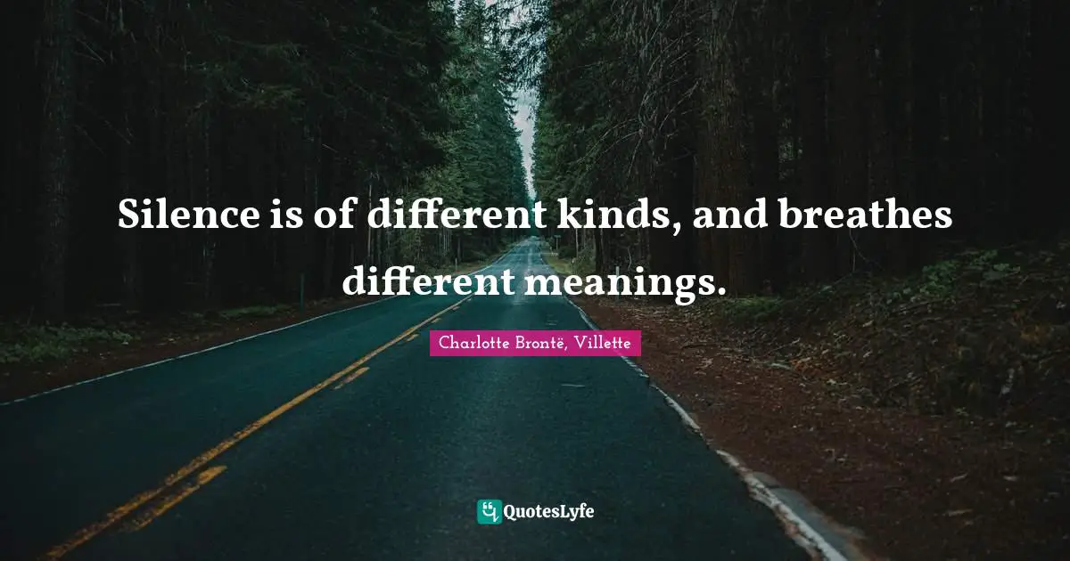 Silence is of different kinds, and breathes different meanings.