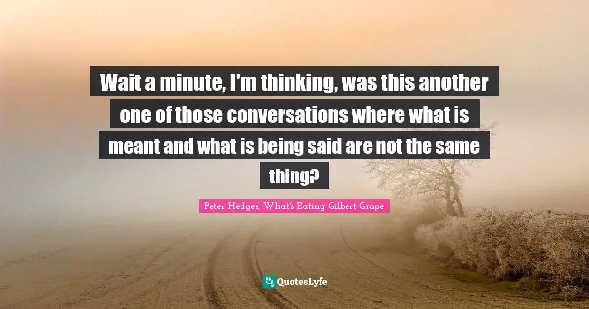 Wait a minute, I'm thinking, was this another one of those conversations where what is meant and what is being said are not the same thing?