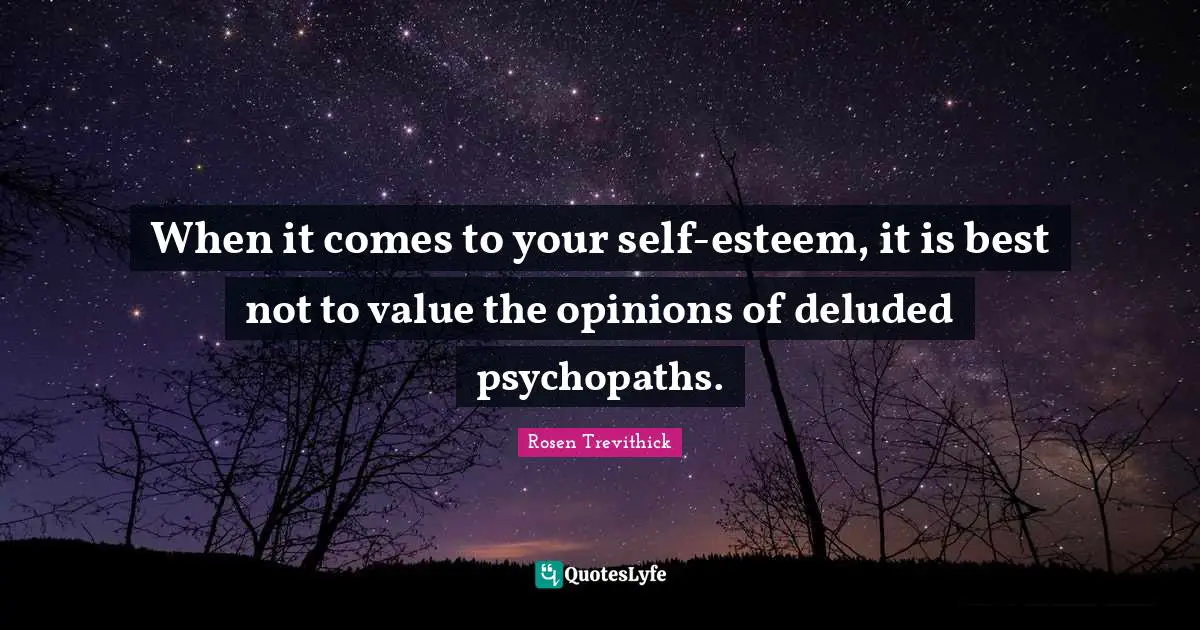 When it comes to your self-esteem, it is best not to value the opinions of deluded psychopaths.