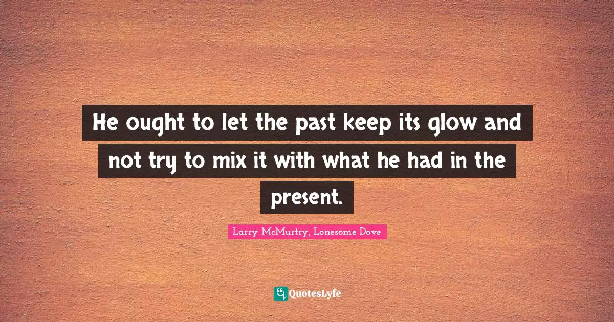 He ought to let the past keep its glow and not try to mix it with what he had in the present.