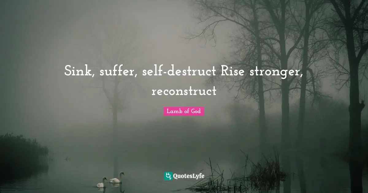 Sink, suffer, self-destruct Rise stronger, reconstruct
