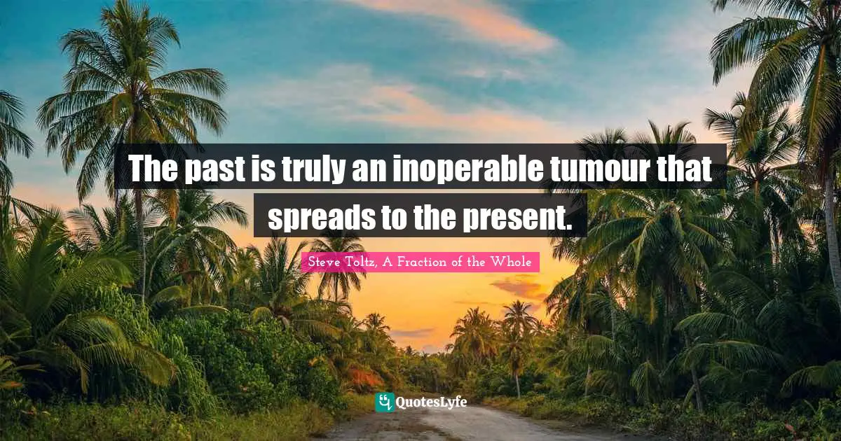 Steve Toltz, A Fraction Of The Whole Quotes: "The past is truly an inoperable tumour that spreads to the present."