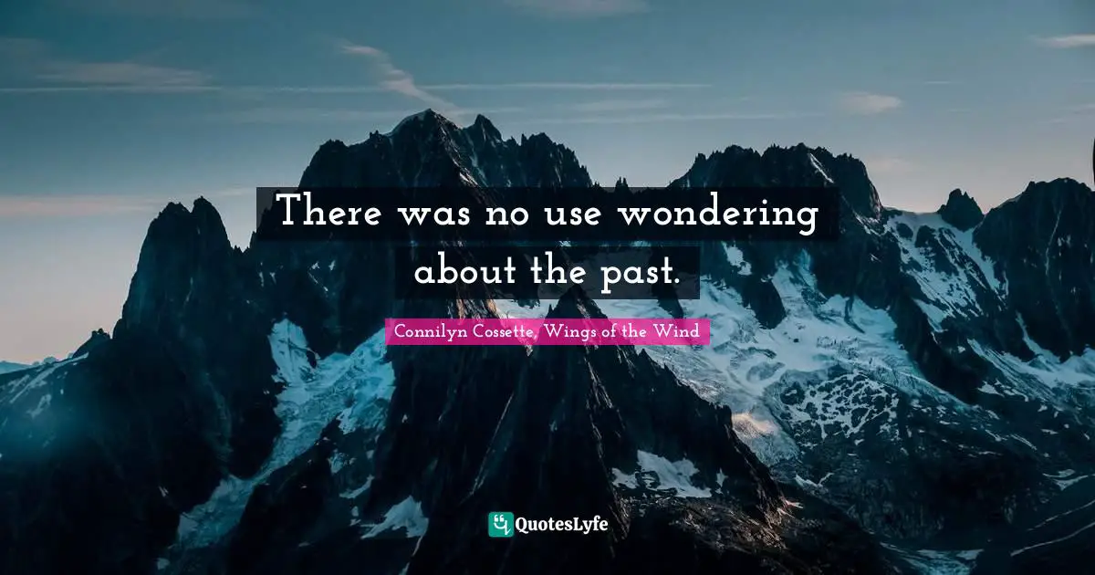 There was no use wondering about the past.