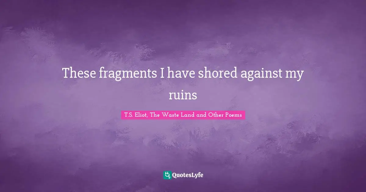 These fragments I have shored against my ruins