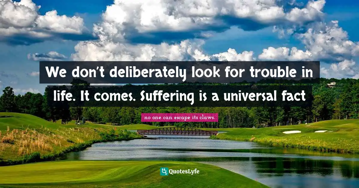 We don’t deliberately look for trouble in life. It comes. Suffering is a universal fact