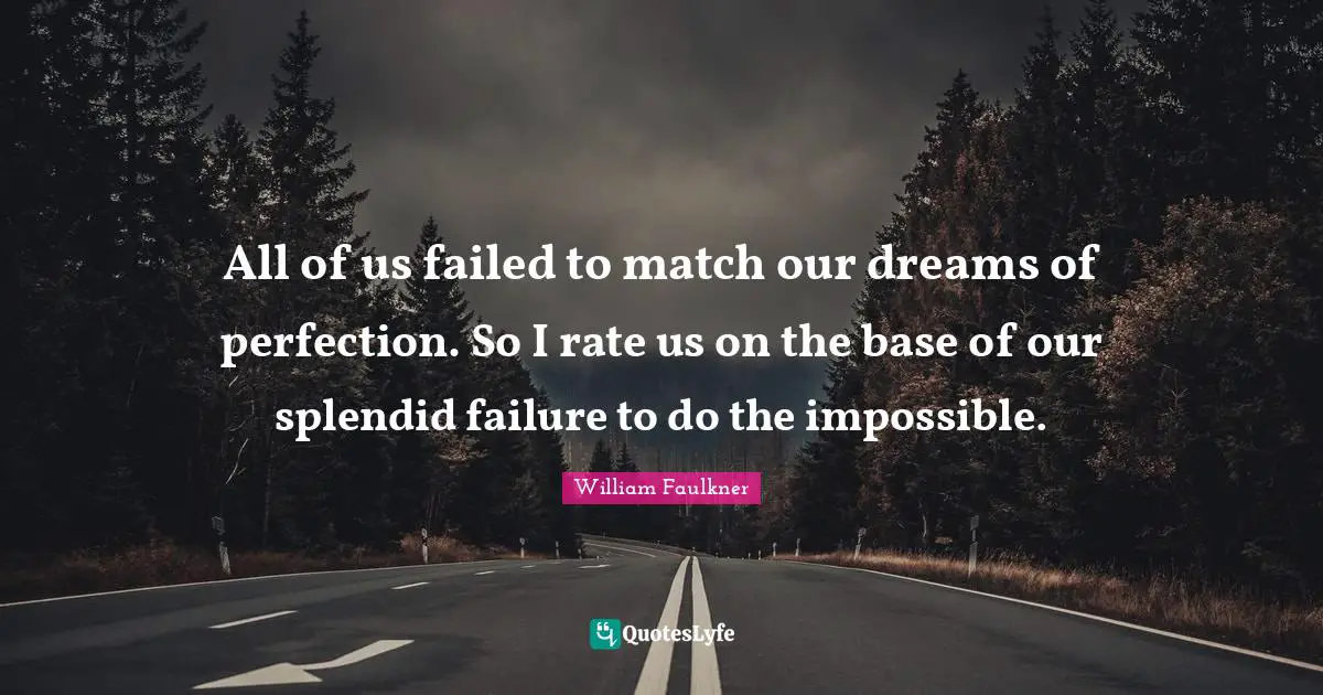 All of us failed to match our dreams of perfection. So I rate us on the base of our splendid failure to do the impossible.