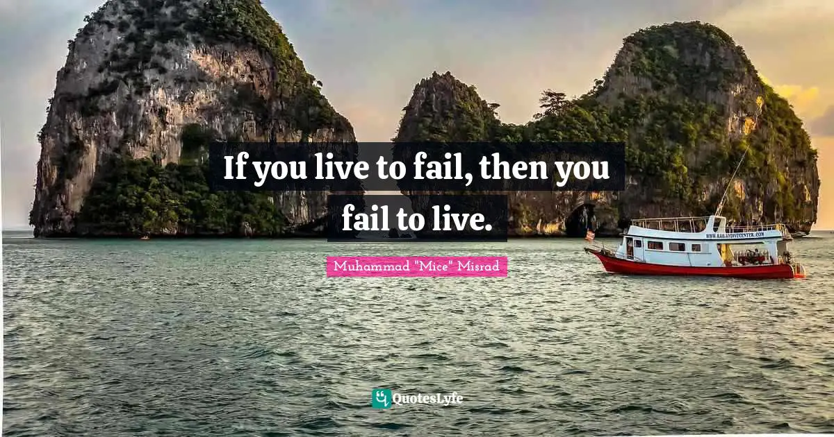 If you live to fail, then you fail to live.