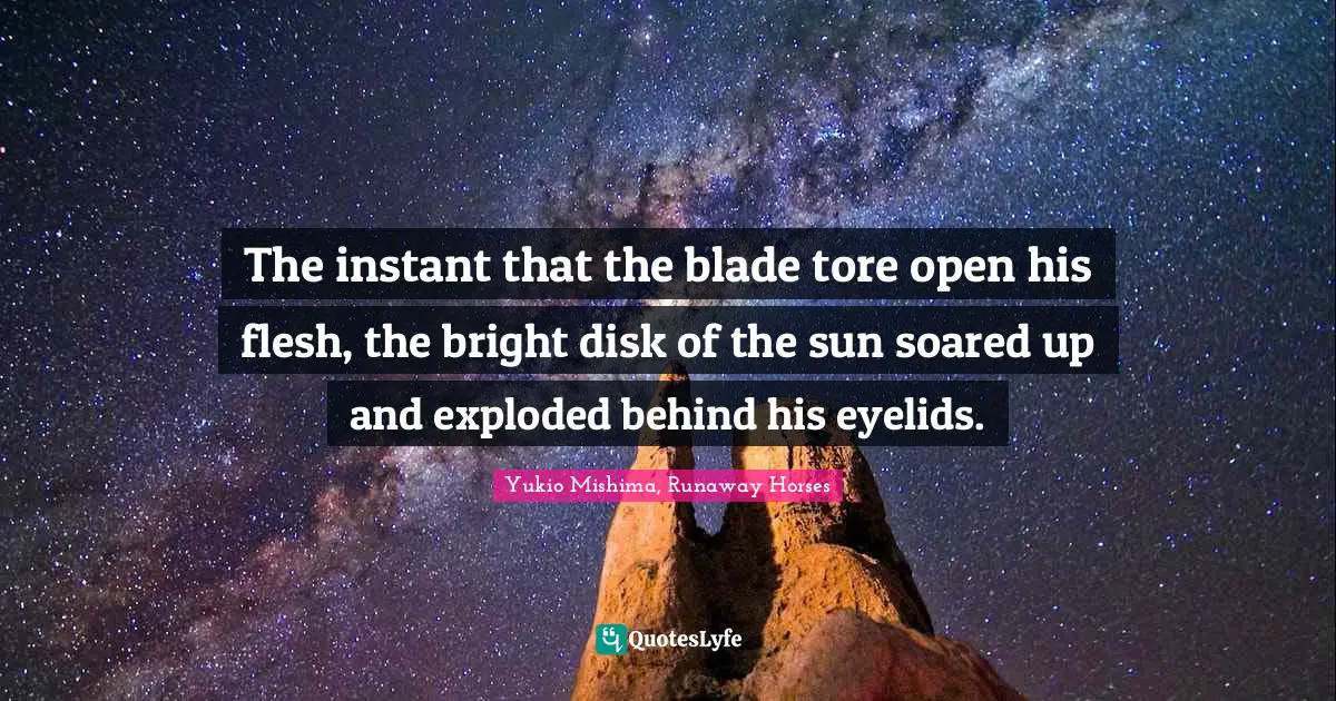 The instant that the blade tore open his flesh, the bright disk of the sun soared up and exploded behind his eyelids.