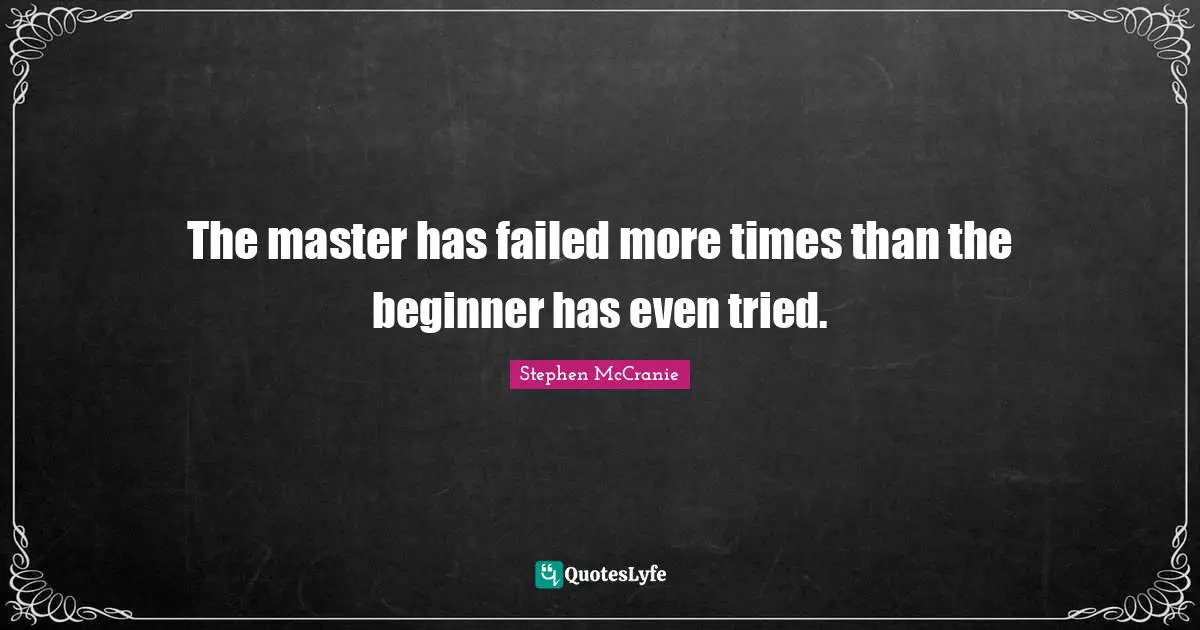 The master has failed more times than the beginner has even tried.