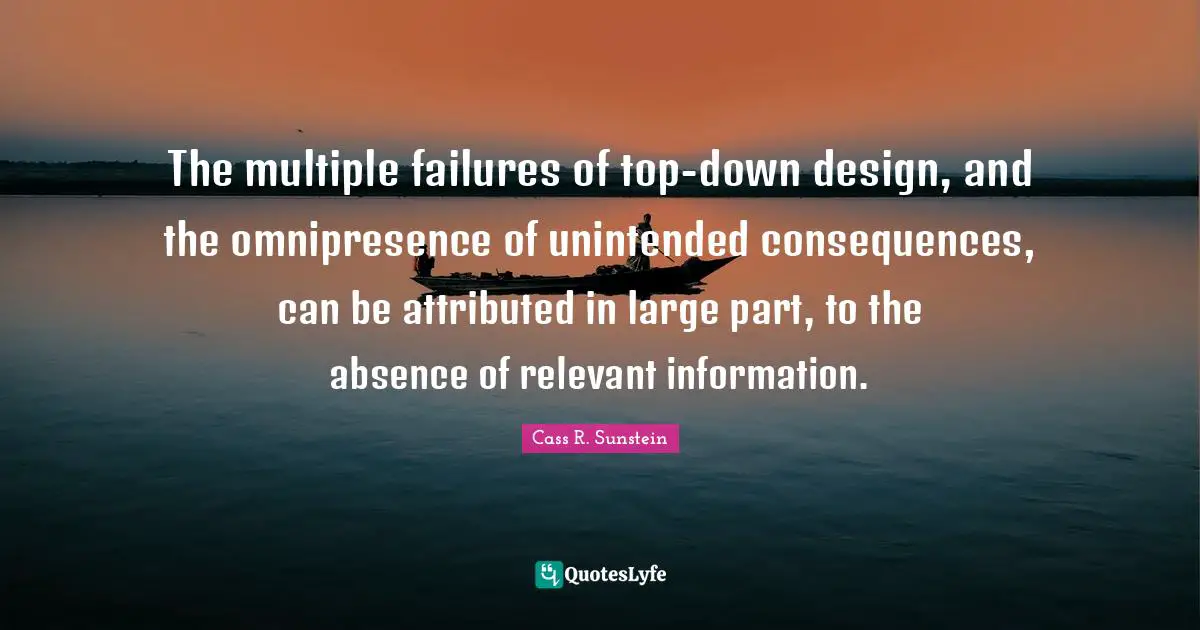 The multiple failures of top-down design, and the omnipresence of unintended consequences, can be attributed in large part, to the absence of relevant information.
