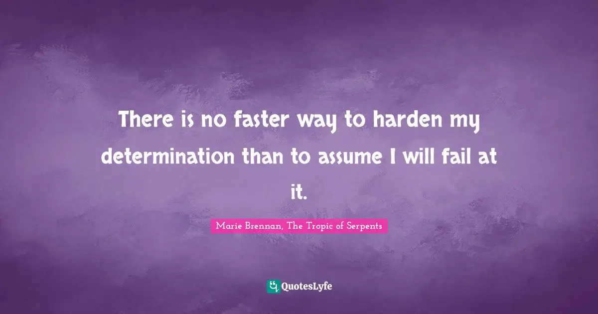 There is no faster way to harden my determination than to assume I will fail at it.