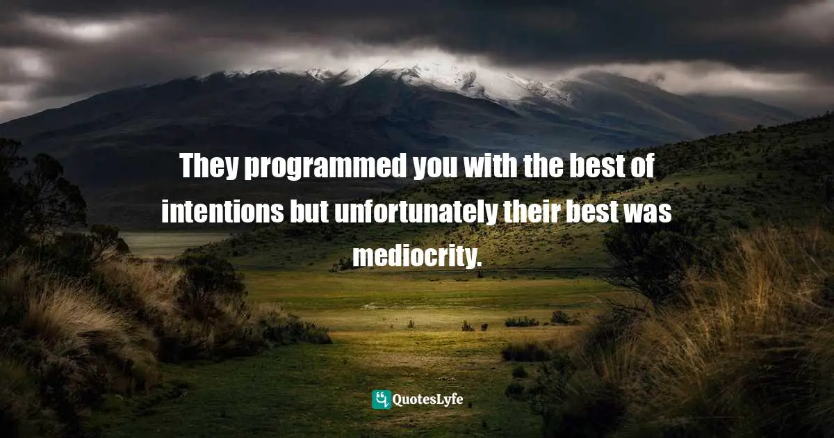 They programmed you with the best of intentions but unfortunately their best was mediocrity.