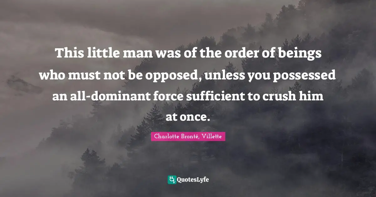 This little man was of the order of beings who must not be opposed, unless you possessed an all-dominant force sufficient to crush him at once.