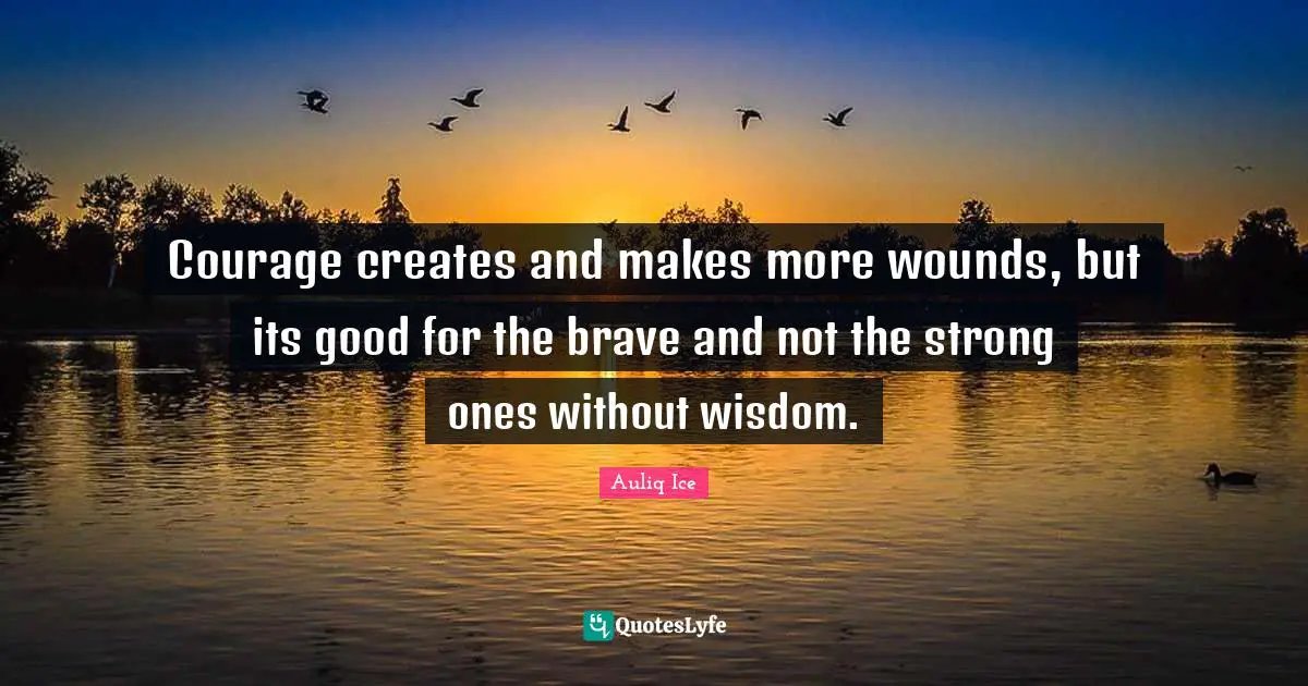 Courage creates and makes more wounds, but its good for the brave and not the strong ones without wisdom.