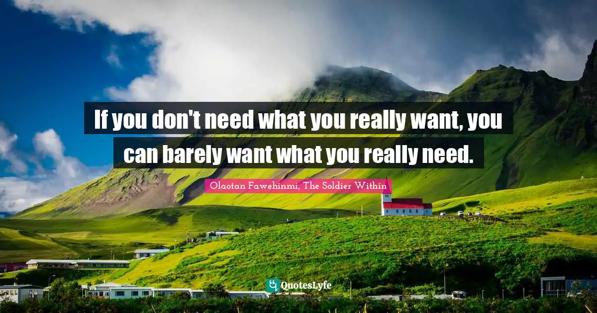 If you don't need what you really want, you can barely want what you really need.