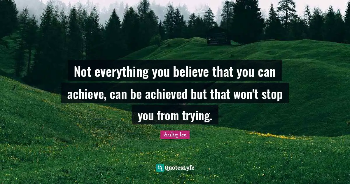 Not everything you believe that you can achieve, can be achieved but that won't stop you from trying.