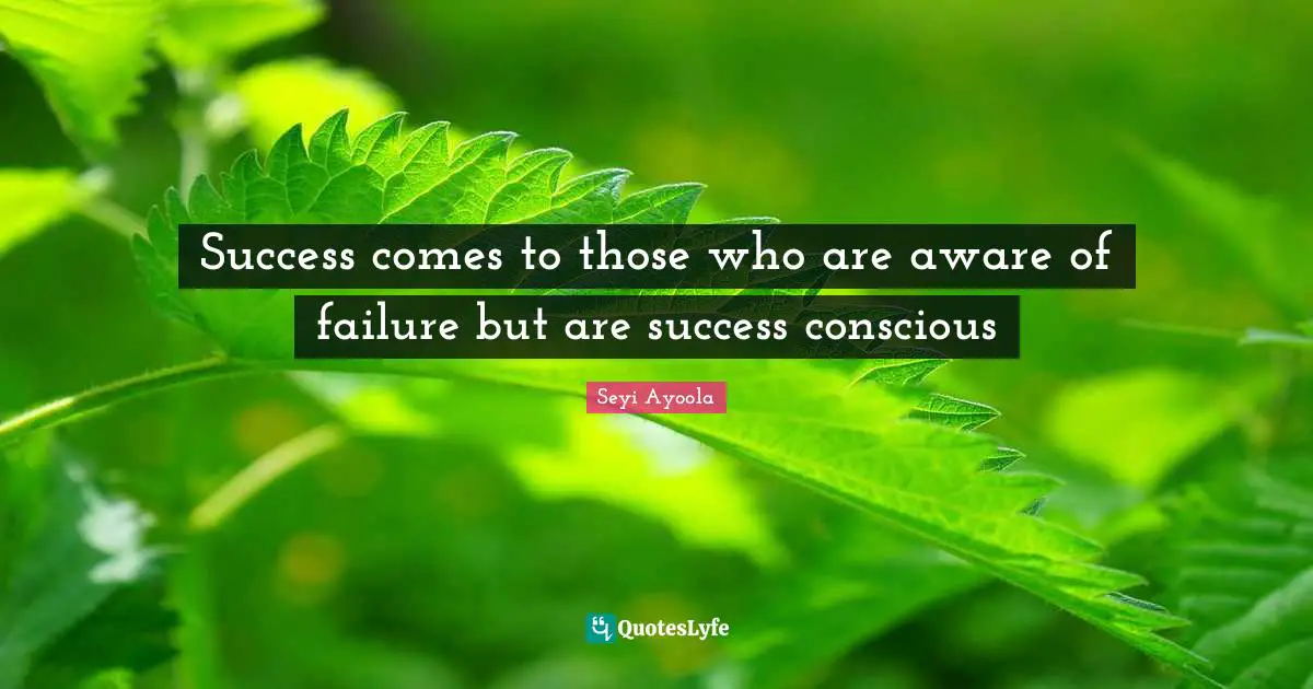 Success comes to those who are aware of failure but are success conscious