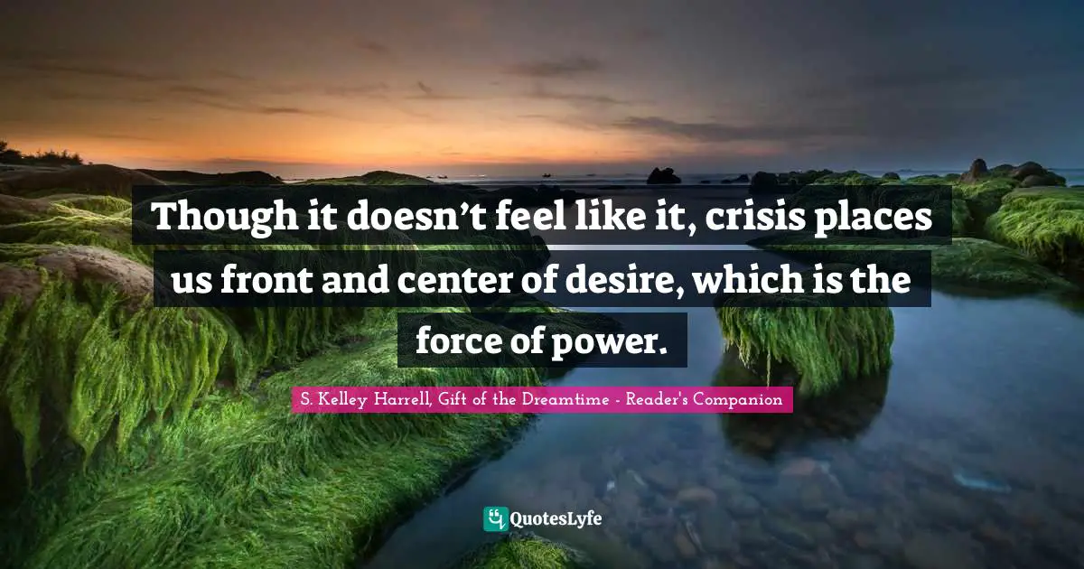 Though it doesn’t feel like it, crisis places us front and center of desire, which is the force of power.