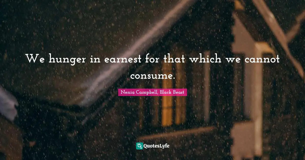 We hunger in earnest for that which we cannot consume.