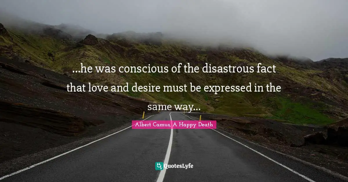 ...he was conscious of the disastrous fact that love and desire must be expressed in the same way...