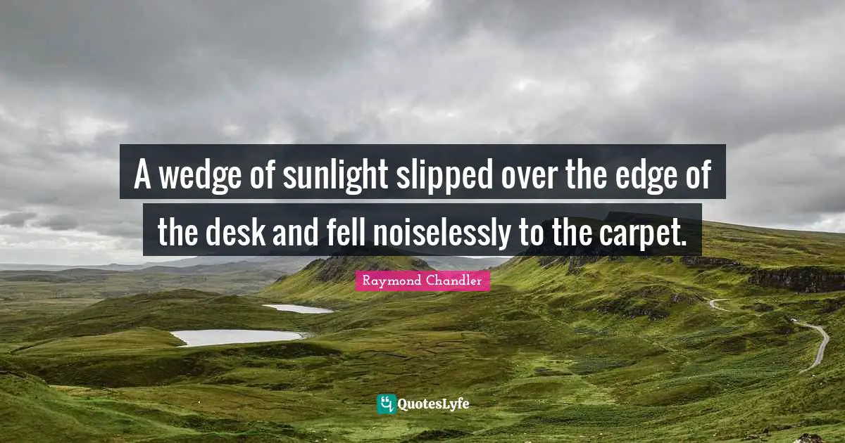 A wedge of sunlight slipped over the edge of the desk and fell noiselessly to the carpet.
