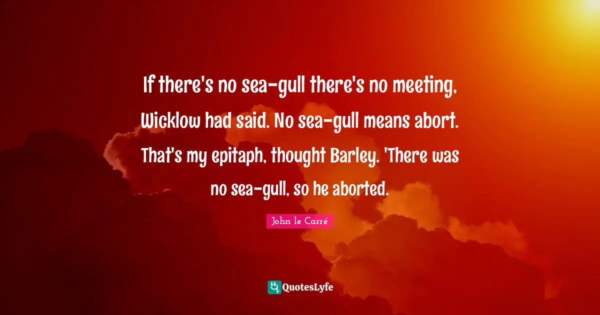 If there's no sea-gull there's no meeting, Wicklow had said. No sea-gull means abort. That's my epitaph, thought Barley. 'There was no sea-gull, so he aborted.