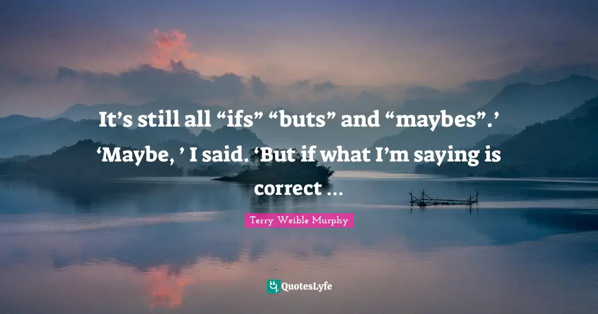It’s still all “ifs” “buts” and “maybes”.’ ‘Maybe, ’ I said. ‘But if what I’m saying is correct …