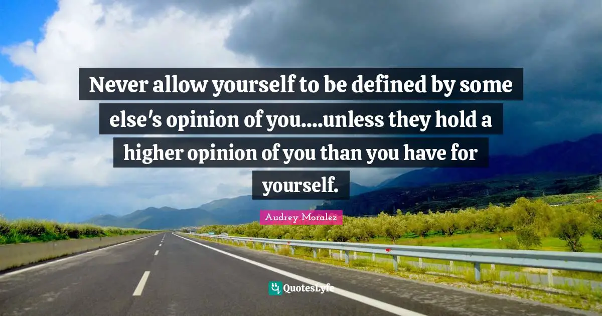 Never allow yourself to be defined by some else's opinion of you....unless they hold a higher opinion of you than you have for yourself.