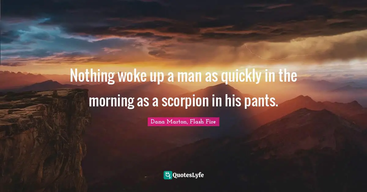 Nothing woke up a man as quickly in the morning as a scorpion in his pants.