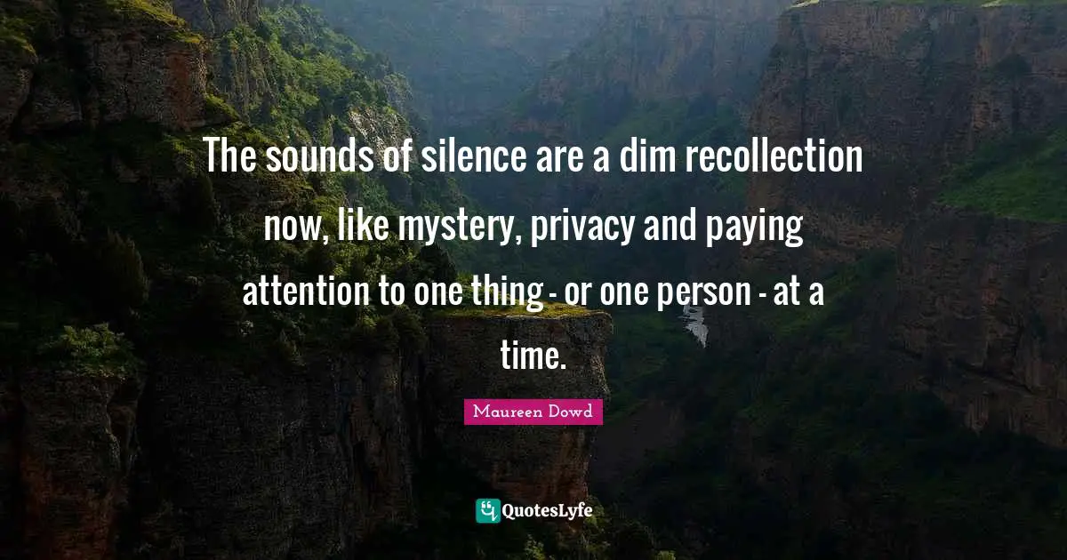 The sounds of silence are a dim recollection now, like mystery, privacy and paying attention to one thing — or one person — at a time.