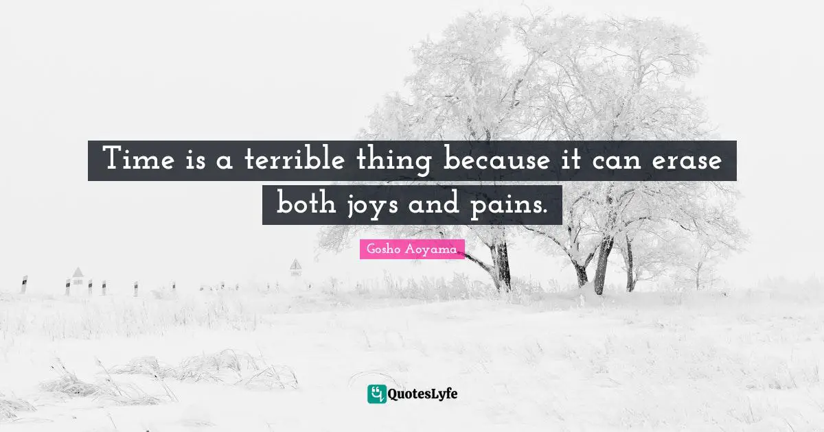 Time is a terrible thing because it can erase both joys and pains.