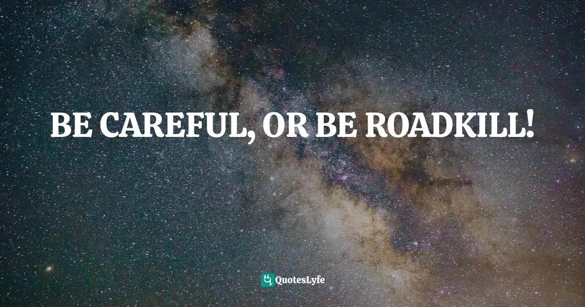 BE CAREFUL, OR BE ROADKILL!